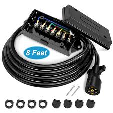 Installing a 7 pin trailer connector on a 2001 ford f150i purchased this curt 55242 custom wiring harness and in this video i show how i . Kohree 7 Way Trailer Plug Cord With 7 Gang Waterproof Junction Box Trailer Connector Cable Wiring Harness 8 Ft For Rv Truck Camper Buy Online In Senegal At Desertcart 100183949