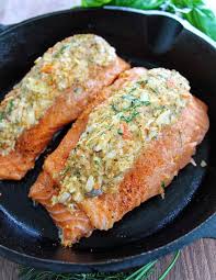 In a small bowl, mix together the lemon juice, oil, garlic, salt, and pepper. Crab Stuffed Salmon Maral In The Kitchen Baked Salmon Recipes Crab Stuffed Salmon Seafood Recipes