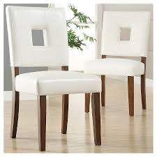 Set Of 2 Troy Keyhole Dining Chair Wood White Inspire Q Leather Kitchen Chairs Faux Leather Dining Chairs Dining Chairs