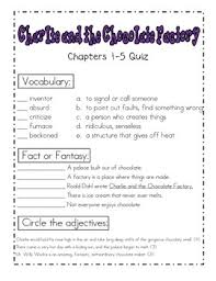 Charlie And The Chocolate Factory Chapter Quizzes Tpt