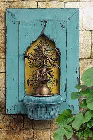 Brass Figure Of Ganesha Himachal Style In Blue Distressed Wood Frame Vintage Wall Decor Antique Wall Decor Vintage Wall Decor Indian Wall Decor