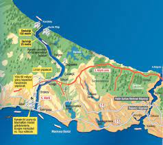 Kanal i̇stanbul türkiye gündeminin bir numaralı maddesi halinde. Kanal Istanbul Proposed 48 Km Sea Level Canal To Bypass The Bosphorus And Reduce Shipping Traffic In The Istanbul Strait Map In Turkish 1128 1000 Istanbul Map Canal