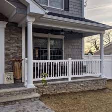36 Pvc Spindle Rails On Front Porch Front Porch Railings Columns On Front Porch Round Columns On Front Porch
