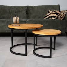 $15.00 coupon applied at checkout save $15.00 with coupon. Pine Coffee Table Set Tuvalu 2 Pieces With Black Metal Frame