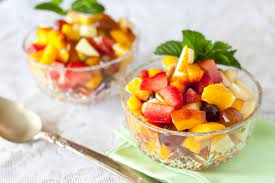 Fruit salad with seasonal berries and mint. Healthy Fruit Salad Recipe