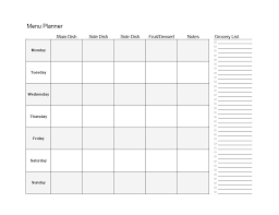 Meal Plan Template Printable Room Surf Com