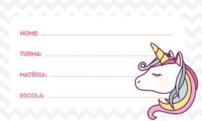 Capa De Caderno Personalizado Unicornio Para Imprimir Etiquetas Volta As Aulas Unicornio Novo Fazendo A Nossa Festa Etiquetas Para Criancas Etiqueta Escolar Para Imprimir Etiquetas Para Caderno