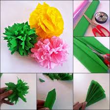 Fleur papier crepon facile superbe fleur en papier pliage. Diy Le Pompon En Papier Crepon