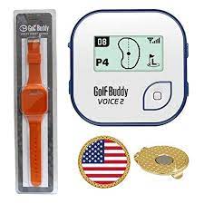 Golfrangefinder Golfbuddy Voice 2 Golf Gps Rangefinder 40k Preloaded Worldwide Courses Bundle With Wrist Band And Magnetic Ball Markers Hat Clips Rangefinder