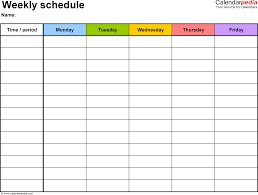 Weekly Schedule Print Margarethaydon Com