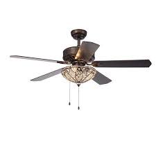 Gliska 52 Inch 5 Blade Rustic Bronze Lighted Ceiling Fans With Crystal Bowl Shade Remote Controlled Walmart Com Bronze Lighting Ceiling Fan Crystal Bowls