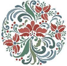 It is a black and white symbol pattern. Rosemaling 7 Cross Stitch Pattern