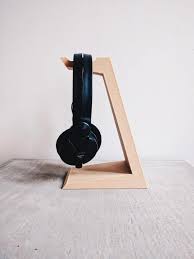 Headphone Holder Printed In Wood Desk Organizer Original Gift For Him Or Her Porte Casque Meuble Pour Platine Vinyle Bois