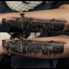 Or You Can Just Go All Out Seattle Skyline Tattoo Landscape Tattoo Skyline Tattoo