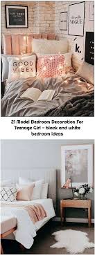 Sure, it may not offer the room the warm glow that other colors such as beige, brown, or the natural color of the wood do, but the simplicity of the combination creates a classic, timeless and peaceful look, which is exactly what the. 21 Model Bedroom Decoration For Teenage Girl Black And White Bedroom Ideas Bedroom Decor Small Bedroom Decor Bedroom Decor Cozy