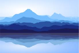 Blue Mountains And Sea Vector Landscape By Msa Graphics Thehungryjpeg Com