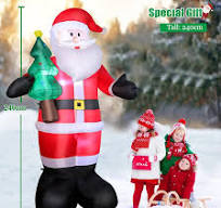 240 cm Inflable Papá Noel con luz LED, 8 Pies Gigante Figura Santa Claus  con árbol de Navidad, Iluminación Decoración de Navidad IP44 Impermeable  para ...