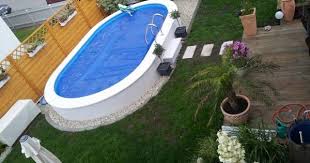 Stahlwandpool Oval Teilversenkt Pool Outdoor Dekorationen Garten Design