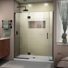Dreamline Unidoor X 54 5 To 55 In X 72 In Frameless Hinged Shower Door In Satin Black D32406572r 09 Shower Doors Frameless Shower Doors Frameless Shower Enclosures