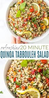 Erfrischender 20 Minutiger Quinoa Tabouleh Salat In 2020 Gluten Free Sides Dishes Tabbouleh Salad Easy Salads