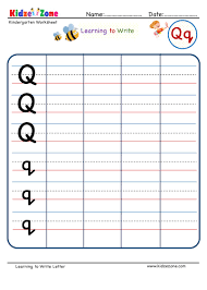 letter q writing worksheet kidzezone
