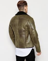 .patchwork overcoats shearling coats winter thick warm women hooded faux suede leather coats. Asos Faux Shearling Jacket In Olive In Green For Men Lyst
