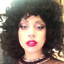 Long wavy cut with bangs. Lady Gaga Black Curly Hair Novocom Top