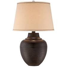 Brighton Hammered Pot Bronze Table Lamp X4785 Lamps Plus With Images Bronze Table Lamp Rustic Table Lamps Rectangular Table Lamp