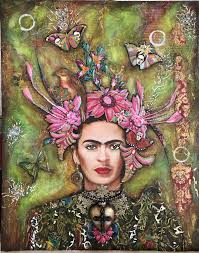 Frida Kahlo Flying With The Butterflies Mixed Media Painting Art By Carrie Eckert Done While In Puerto Vallarta Mexi Frida Kahlo Art Kahlo Paintings Art