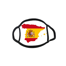 De vlag van spanje heeft twee smalle horizontale rode banen op een gele achtergrond waarop links het wapen van spanje staat. Mondmasker Vlag Spanje Versierendoejezo Webwinkel Workshops