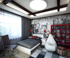 Wandgestaltung Jugendzimmer Junge Beispiel Rot Schwarz Weiss Tapete Wandgestaltung Jugendzimmer Jugendzimmer Zimmer