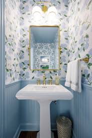 Powder rooms are as popular as ever because space is tight, but desire for style is unquenchable. Our Powder Room Redesign Hydrangea Wallpaper Style Charade