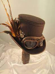 Steampunk Hat Men S Brown Felt Hat With Goggles Clock Parts And Pheasant Feathers Steampunk Store Steampunk Hat Steampunk Top Hat