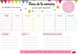 Planners pour blogueurs et youtubeurs ! Imprimable Menu De La Semaine J Organise Ma Rentee