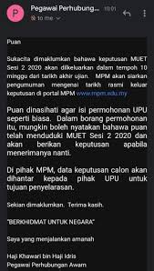 Semakan keputusan muet sesi 2 2020 online dan sms. Itsyourwina On Twitter Sape2 Yg Jawab Muet Sesi 2 2020 Boleh Lah Tengok Tweet Ni Sekejap Haritu Ada Email Ke Mpm Pertanyaan Ttg Bila Keluar Result Muet Dan Sempat Ke Nak Isi