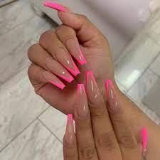 52 Gorgeous Coffin French Tip Nail Designs Page 49 Tiger Feng In 2020 Beige Nails Pink Acrylic Nails Long Acrylic Nails