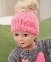 Love My Doll Sweater Messy Bun Hat Free Knitting Pattern 18 Inch Doll Knit Doll Hat Doll Clothes Patterns Free 18 Inch Doll Clothes Pattern