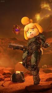 If Anyone Offers You An Accounting Job On Mars Say No Doomguy And Isabelle In 2020 Cartoon Crossovers Slayer Meme Animal Crossing