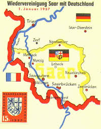 Saarland map by googlemaps engine. Saar German Administration 288 1957 A Stamp A Day