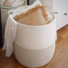 Buy folding toys basket at annabananamamma.com! Amazon Com Goobloo Large Cotton Rope Woven Storage Basket 18 X 16 Tall Decorative Cotton Rope Basket For Living Room Toys Or Blankets Wicker Baskets With Handles Cute Baby Laundry
