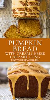 Stir into pumpkin mixture until batter is just blended. Pumpkin Bread With Cream Cheese Caramel Icing Pumpkin Recipes Easy Pumpkin Recipes Caramel Icing