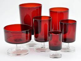 Set of glasses for alcoholic drinks. Pin On Vintage Red Glass Oh So Pretty