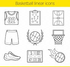 Basketball Linear Icons Set 9 Items Basketball Equipment Basketball Uniforms Basketball Scoreboard