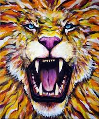 Gueule De Lion Tableau Original De Benoit Vinadelle Felin Afrique Dents Fourrure Animaux Couleurs Art Deco Tableau Original Tableaux Animaux