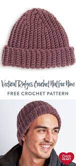 Vertical Ridges Crochet Hat For Him Free Crochet Pattern In Red Heart Super Saver Yarn Stitch Him A Crochet Crochet Hats Crochet Wrap Pattern Crochet Hat Free