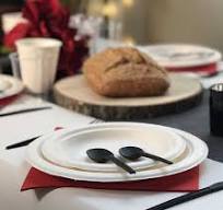 12 Assiettes rondes fibres naturelles blanches 18 cm
