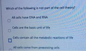 The three tenets to the cell theory are as. Which Of The Following Is Not Part Of The Cell Chegg Com