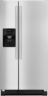 Press and hold lock a second time to unlock the dispenser. Amana Asi2275frs 33 Inch Side By Side Refrigerator With 21 2 Cu Ft Capacity External Ice And Water Dispenser With Everydrop Filter Adjustable Spillsaver Glass Shelving Gallon Door Storage Humidity Controlled Crisper Drawer And Dairy