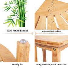 Giantex 18″ bamboo corner shower bench. Kinsuite Bathroom Bamboo Corner Shower Bench And Stool Spa Sauna Seat With Storage Shelf Perfect For Indoor Or Outdoor