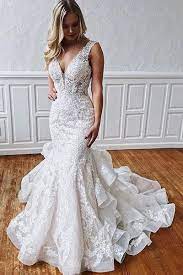 Love&lemonade v neck back sequin floor length dress. Buy Stunning Mermaid Lace V Neck Backless Wedding Dresses Straps Wedding Gowns Stk15438 Online Idealrobe